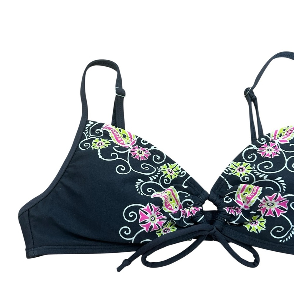 Athleta Grey Paisley Floral Off Shore Padded Bikini Top Swimwear Womens Sz XS - Picture 4 of 10